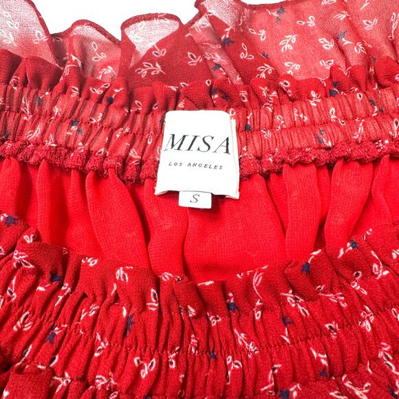 MISA Los Angeles Alima Floral Off Shoulder Mini Dress Lagenlook Boho Fairy Small - Picture 6 of 8